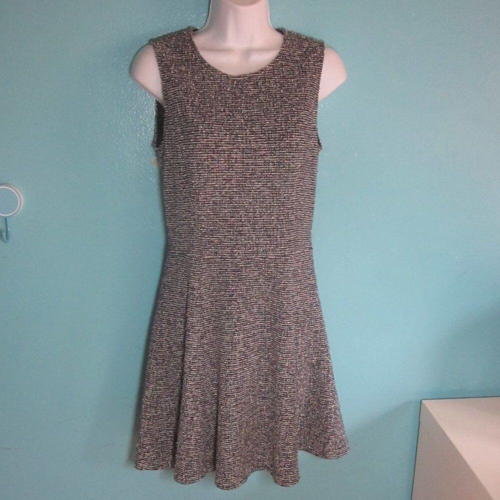 Theory Dress Womens Size 6 Fit Flare Navy & White Tillora K Boucle Knit